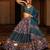 Women's Teal Crepe Printed Work Semi Stiched Lehenga Choli With Dupatta