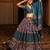 Women's Teal Crepe Printed Work Semi Stiched Lehenga Choli With Dupatta