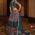 Women's Teal Crepe Printed Work Semi Stiched Lehenga Choli With Dupatta