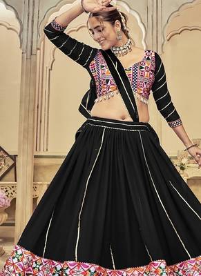 black georgette mirror work navratri lehenga choli 2