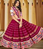 Women's Pink Georgette Traditional Kutchi Embroidery with Mirror Work Semi Stiched Lehenga Choli With Dupatta