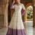 Lavendar  and white gradient anarkali gown with gold floral motifs