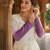 Lavendar  and white gradient anarkali gown with gold floral motifs