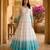 Sky blue  and white gradient anarkali gown with gold floral motifs