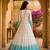Sky blue  and white gradient anarkali gown with gold floral motifs