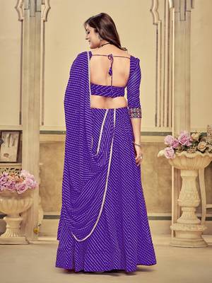 purple diagonal striped georgette navratri lehenga set 3