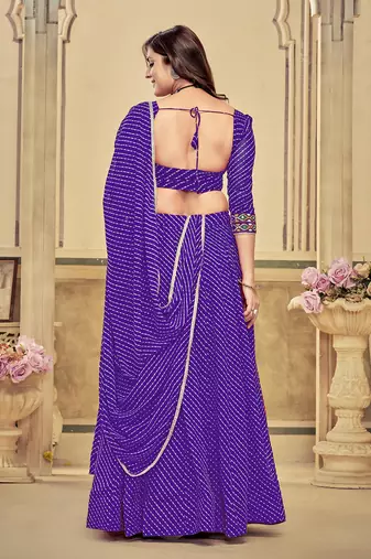 purple diagonal striped georgette navratri lehenga set