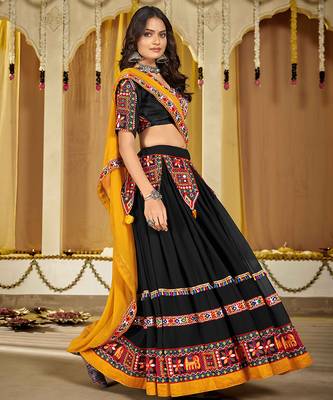 black georgette lehenga choli with multicolor embroidery 1