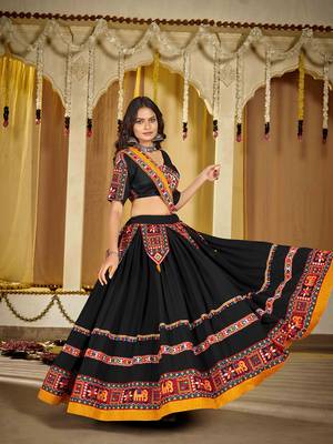 black georgette lehenga choli with multicolor embroidery 2