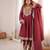 New women's maroon designer peplum kurti with dhoti salwar and multicolor embroidered border