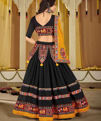 black georgette lehenga choli with multicolor embroidery 3