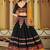 Women's Black Georgette Traditional Kutchi Embroidery with Mirror Work Semi Stiched Lehenga Choli With Dupatta