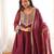 New women's maroon designer peplum kurti with dhoti salwar and multicolor embroidered border