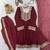 New women's maroon designer peplum kurti with dhoti salwar and multicolor embroidered border