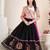 Women's Black Georgette Traditional Kutchi Embroidery with Mirror Work Semi Stiched Lehenga Choli With Dupatta