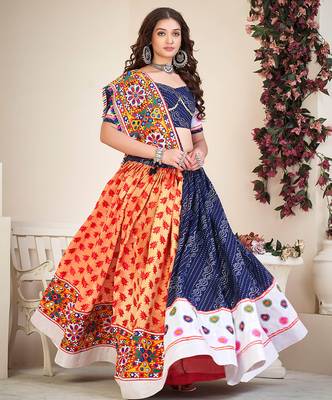 Women's Blue Cotton silk,woven silk Traditional Kutchi Embroidery 2