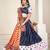 Women's Blue Cotton silk,woven silk Traditional Kutchi Embroidery