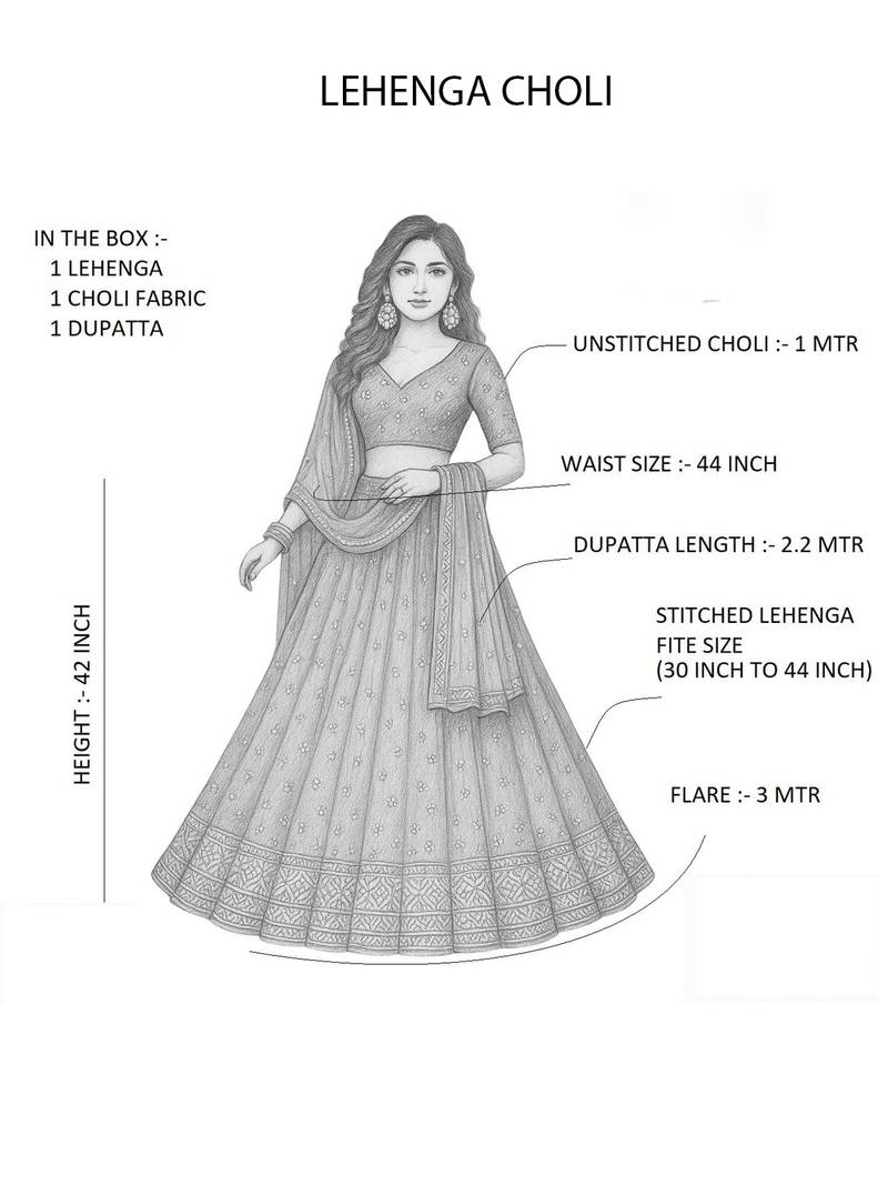 Women's Pink French Crape Traditional Kutchi Embroidery with Mirror Work Semi Stiched Lehenga Choli With Dupatta