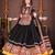 Women's Black Georgette Traditional Kutchi Embroidery with Mirror Work Semi Stiched Lehenga Choli With Dupatta