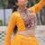 NAVRATRI WEAR YELLOW COLOR GEORGETTE BANDHEK PRINT LEHENGA CHOLI FULL STITCHED.