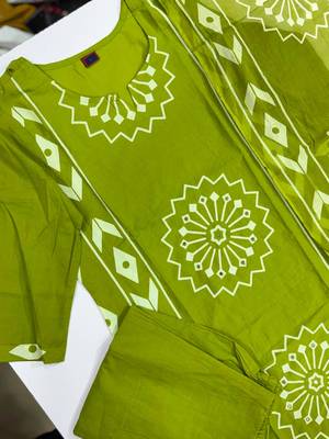 Women Cotton  Printed Kurta Pant Dupatta Set 3
