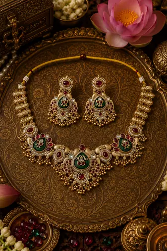 Ratnashraya Opulent Temple Necklace 