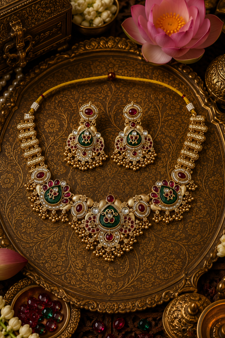 Ratnashraya Opulent Temple Necklace 