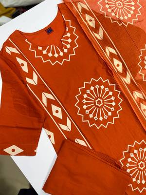 Women Cotton Printed Kurta Pant Dupatta Set 3