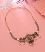 Maroon & green color choker temple necklace