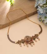 Maroon & green color choker temple necklace