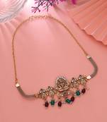 Maroon & green color choker temple necklace