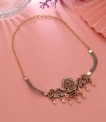 Maroon & green color choker temple necklace