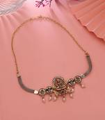 Maroon & green color choker temple necklace
