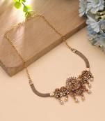 Maroon & green color choker temple necklace