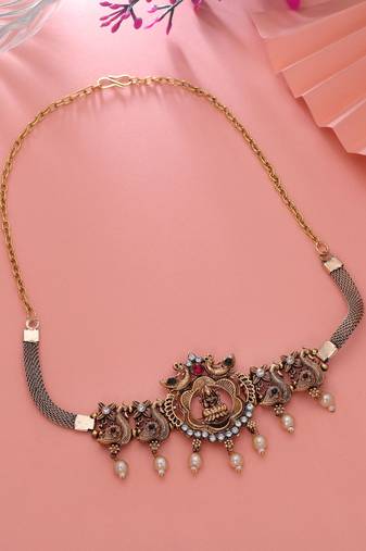 Rani & green color choker temple necklace