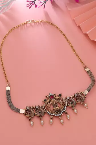 Rani & green color choker temple necklace