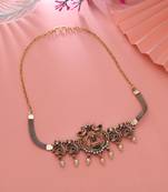 Rani & green color choker temple necklace