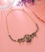 Rani & green color choker temple necklace
