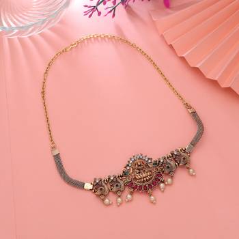 Rani & green color choker temple necklace 1
