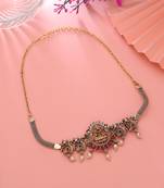 Rani & green color choker temple necklace