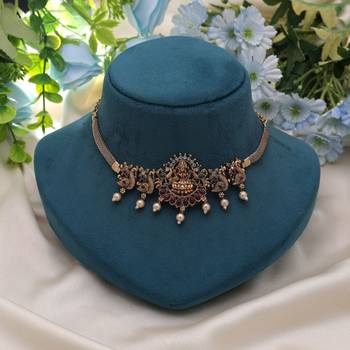 Rani & green color choker temple necklace 2