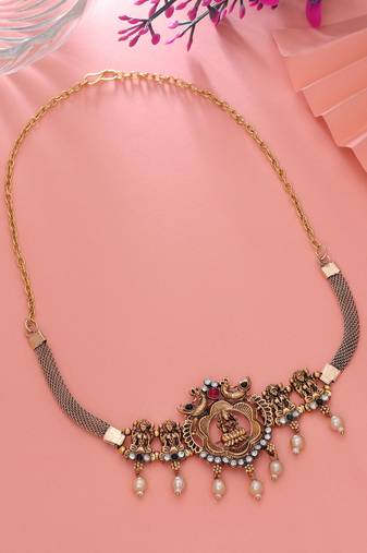 Rani & green color choker temple necklace