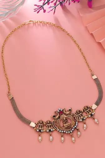 Rani & green color choker temple necklace