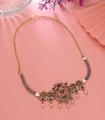 Rani & green color choker temple necklace