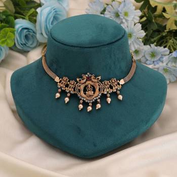 Rani & green color choker temple necklace 2