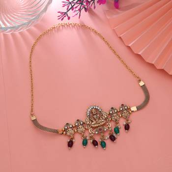 Maroon & green color choker temple necklace 1