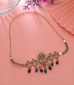 Maroon & green color choker temple necklace