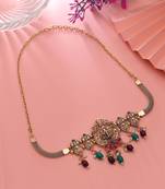 Maroon & green color choker temple necklace