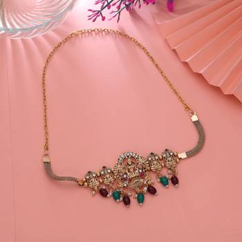 Maroon & green color choker temple necklace 1