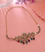 Maroon & green color choker temple necklace